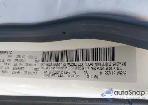 2015 Jeep Cherokee Latitude z USA, uszkodzony, nr VIN 1C4PJLCB7FW539649